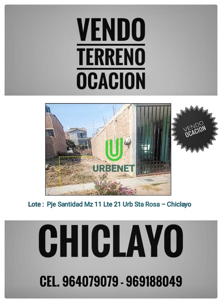 Terreno Urbano de 108 m2 en Santa Rosa de Chiclayo